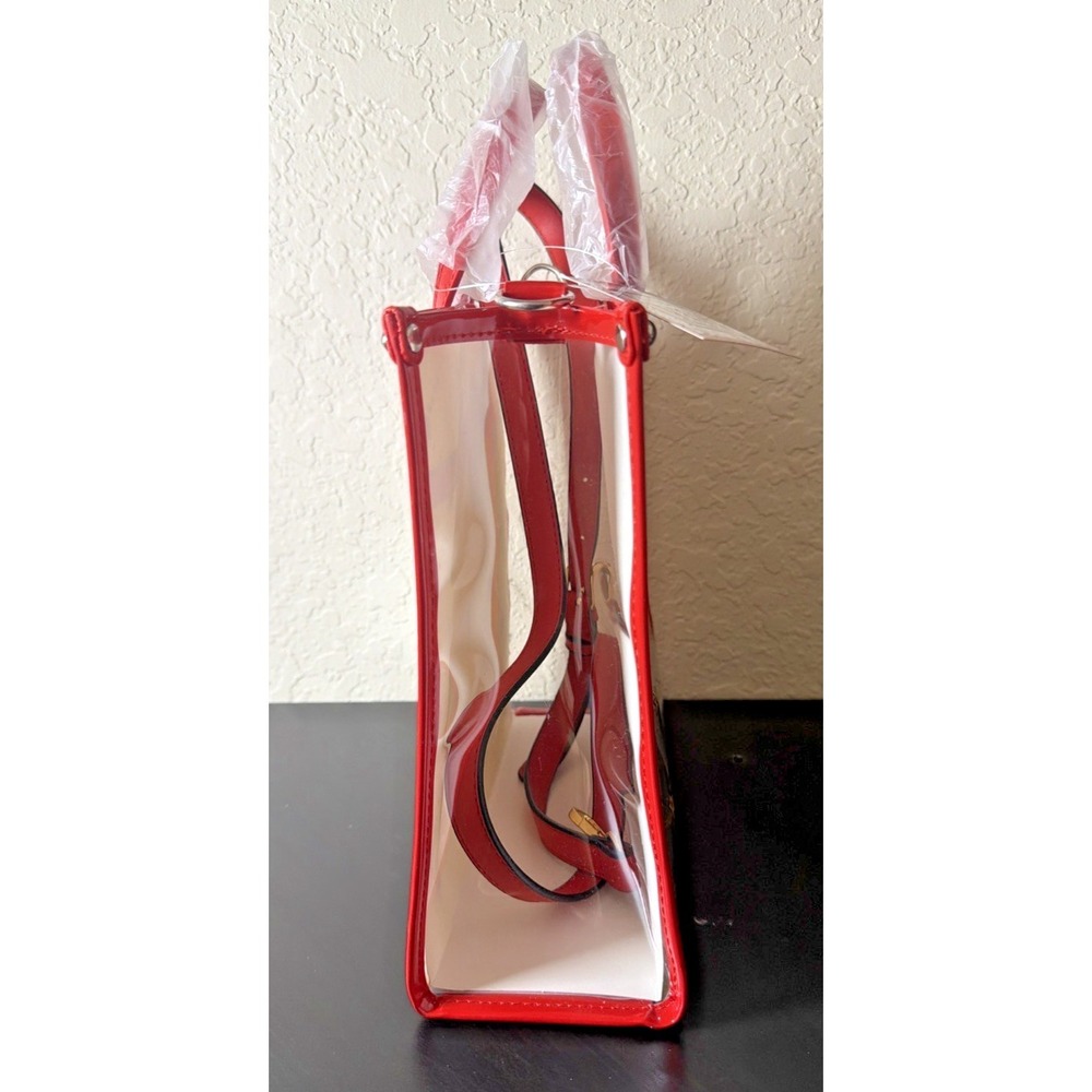 Brighton VIP Celebrate Plastic Tote & Zip Pouch Red Heart Clear Handbag Set NEW - Picture 8 of 12